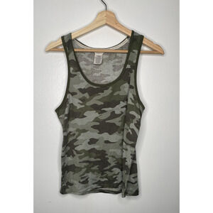 LUCKY BRAND Women's Olive Green Camo Camouflage Soft Tank Top Size Medium